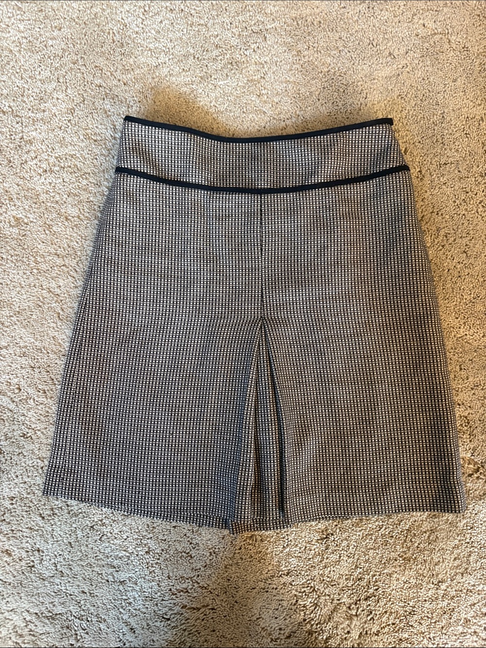 LOFT Black and White Micro-Check A-Line Skirt